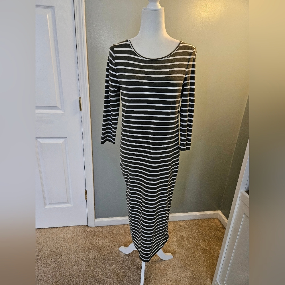 Heart & Hips Women's Size Large L Striped Green and White Maxi Dress